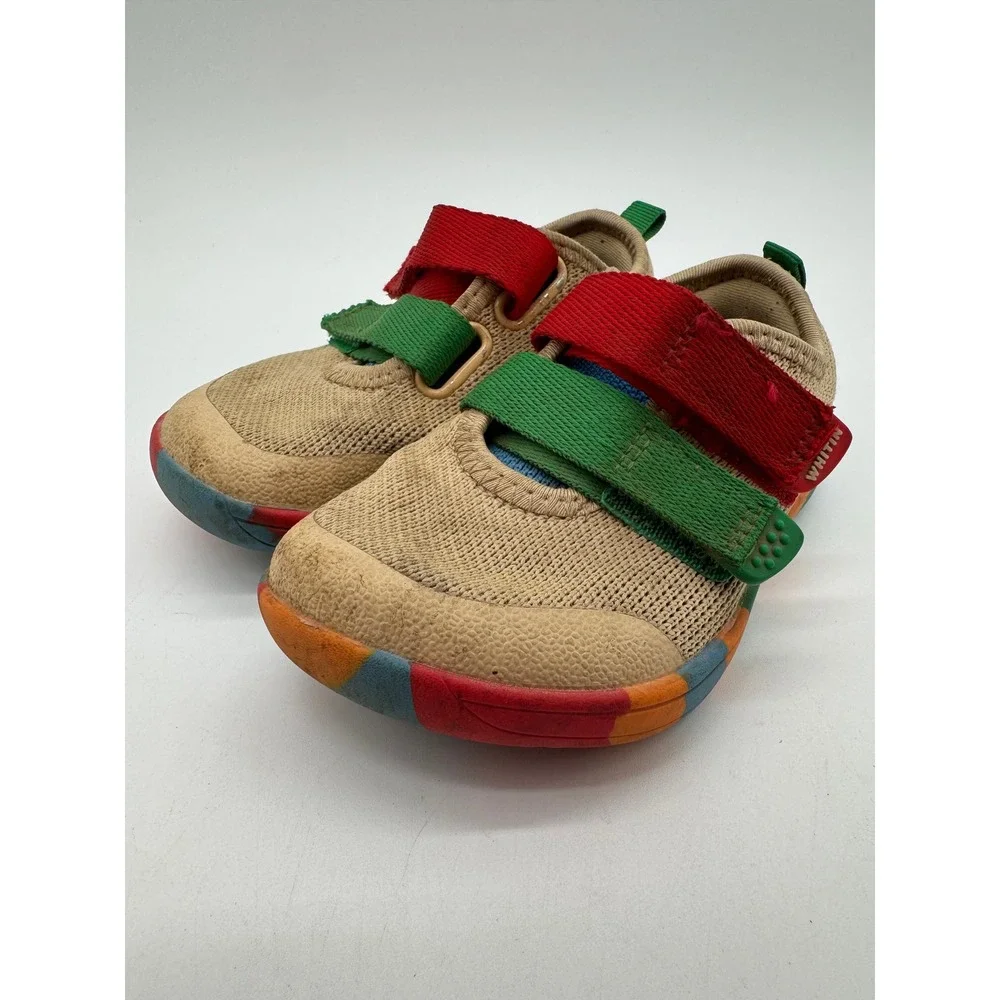 WHITIN Kids Barefoot Shoes US 9.5 Size 26 Beige Multicolor Double Strap Sneakers